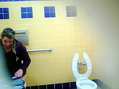 Pretty Mexican babe comes to take a piss