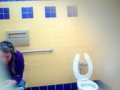Pretty Mexican babe comes to take a piss