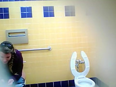Pretty Mexican babe comes to take a piss