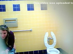 Pretty Mexican babe comes to take a piss