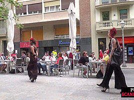 Public BDSM slut humiliated and spanked by audience