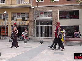 Public BDSM slut humiliated and spanked by audience