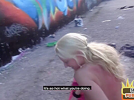 Public amateur German babe fucked outdoor after casting