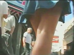Public amateur brunette upskirt video