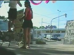 Public amateur brunette upskirt video