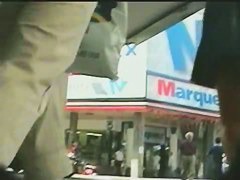 Public amateur brunette upskirt video