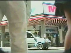 Public amateur brunette upskirt video