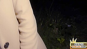 Public amateur redhead skinny MILF fucked outdoor in POV