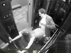 Public doggystyle fucking on elevator security camera