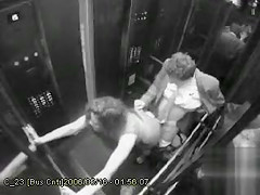 Public doggystyle fucking on elevator security camera