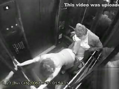 Public doggystyle fucking on elevator security camera