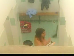 Public shower locker room