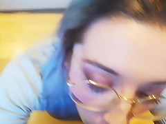 Punished Girl with glasses get a rough mouth fuck & massive facial cumshot