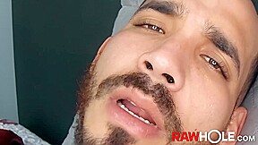 RAWHOLE Hairy Latino Leon Jerks Off His Huge Cock Solo