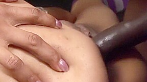 Randy ebony babe fucked in her pussy and ass