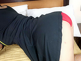 Red panties black heels