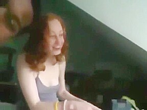 Redhead services interracial lover in front of friend