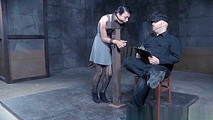 Restrained sub gets her asshole fingered
