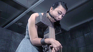 Restrained sub gets her asshole fingered