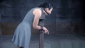 Restrained sub gets her asshole fingered