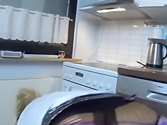 Ripped pantyhose young housemaid