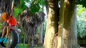 Round ass ebony bangs on a tree