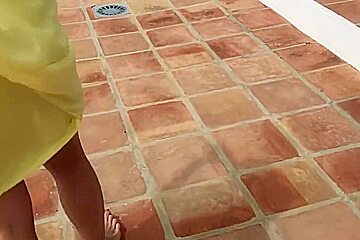 Russian lesbians pussy licking orgasms at the pool