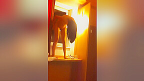 Sara Dancing Naked At Hotel Bedroom Window - 2