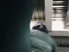 Scantily clad model filmed by an upskirt