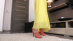 Scarlett Nika In Yellow Skirt Orange Blouse