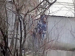 School guy and girl peeing