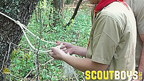 ScoutBoys - Nervous scout barebacked outdoors by DILF Bishop Angus