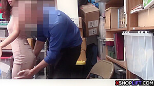 Security Guy Has No Mercy For Shoplifting Asian teen 18+