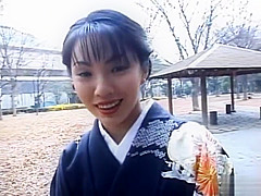 Seire Mochizuki In A Kimono Sucks Off Two Dicks