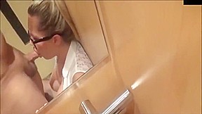 Sex in the elevator  Cumshot in mouth