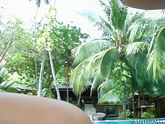 Sexy Beautiful Ass Brunette Babe Outdoor Solo