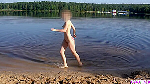 Sexy Girl Undresses And Swims Naked In Public Beach