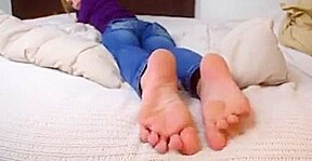 Sexy blonde with pretty feet