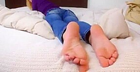 Sexy blonde with pretty feet