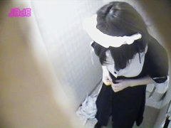 Sexy housemaid hairy pussy masturbation on toilet