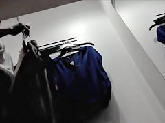 Sexy lingerie milf changing on the dressing room cam