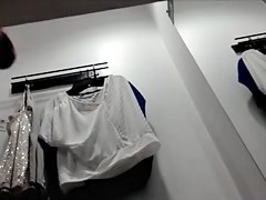 Sexy lingerie milf changing on the dressing room cam