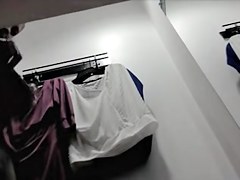 Sexy lingerie milf changing on the dressing room cam
