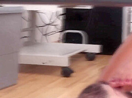 She puts her slave lick her feet at work by Foot Girls