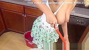 Sheisnovember Topless Mopping In Kitchen & Upskirt Ebony Ass