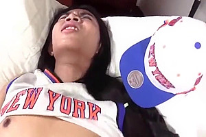 Shemale teenie gets ass fucked and jizzed