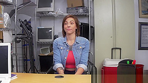 Short haired brunette comes in for a job interview with a very dominating boss