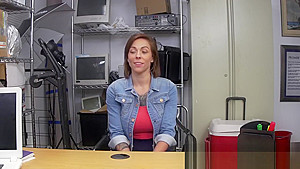 Short haired brunette comes in for a job interview with a very dominating boss