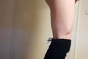 Sissy in black outfit teases and cums 2/2