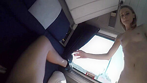 Skinny Blonde Cums Hard While Fucking Stranger On The Train